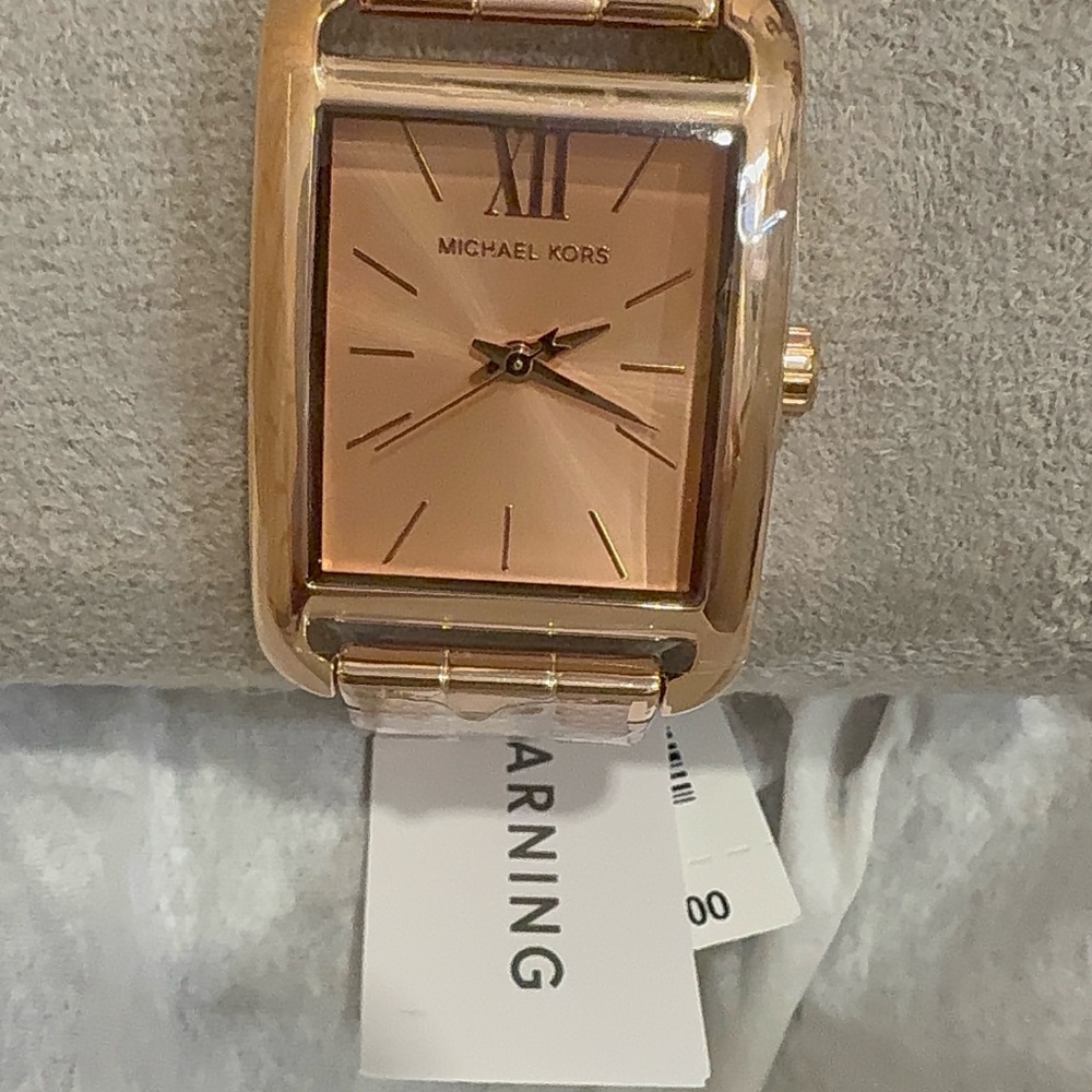 Michael Kors Rose Gold Plated Rectangular Watch - Picture 3 of 7
